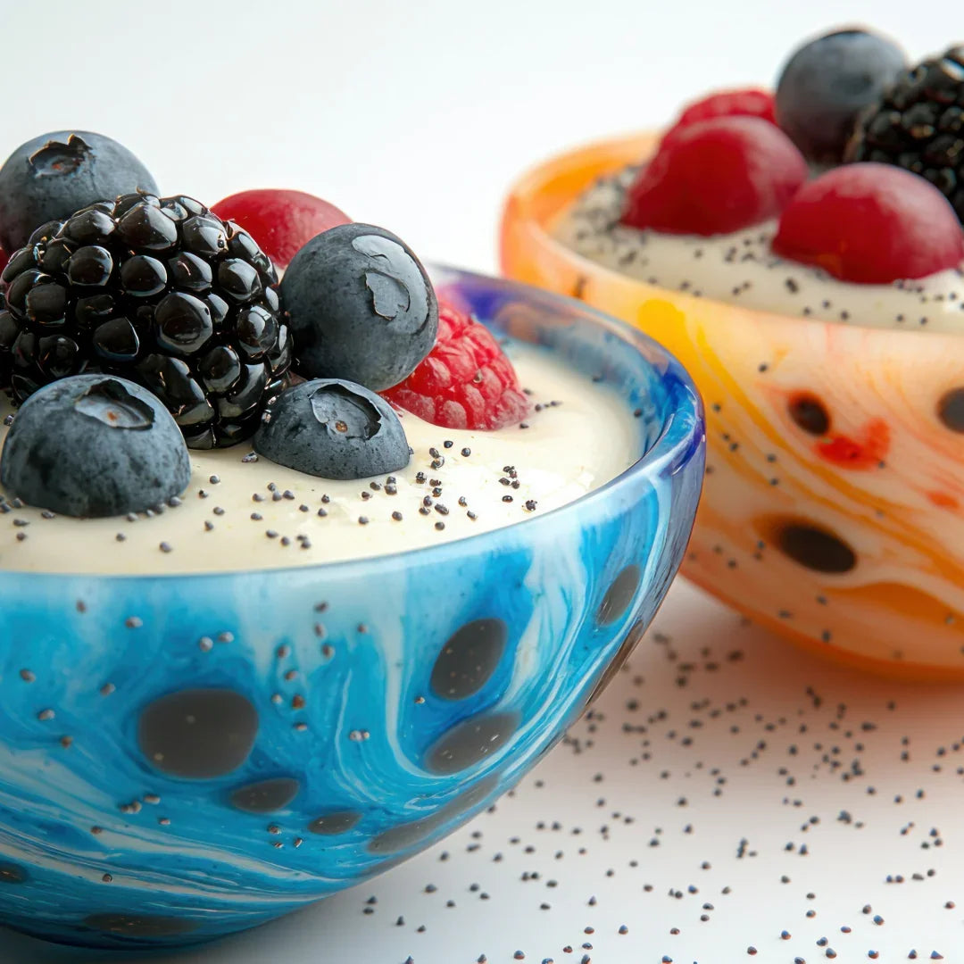 Vasitos de Yogur y Frutos Rojos con Crujiente de Amapola