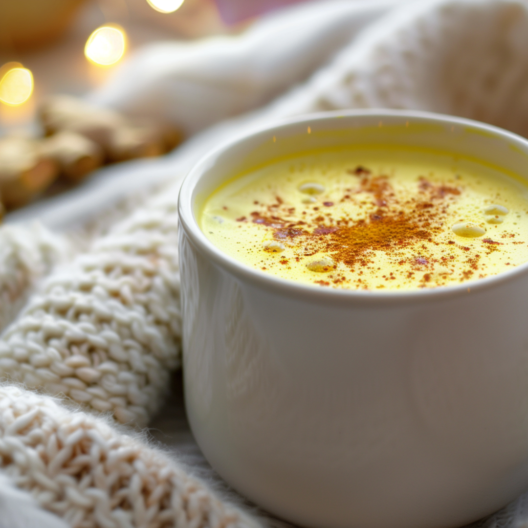 reconfortante taza curcuma latte